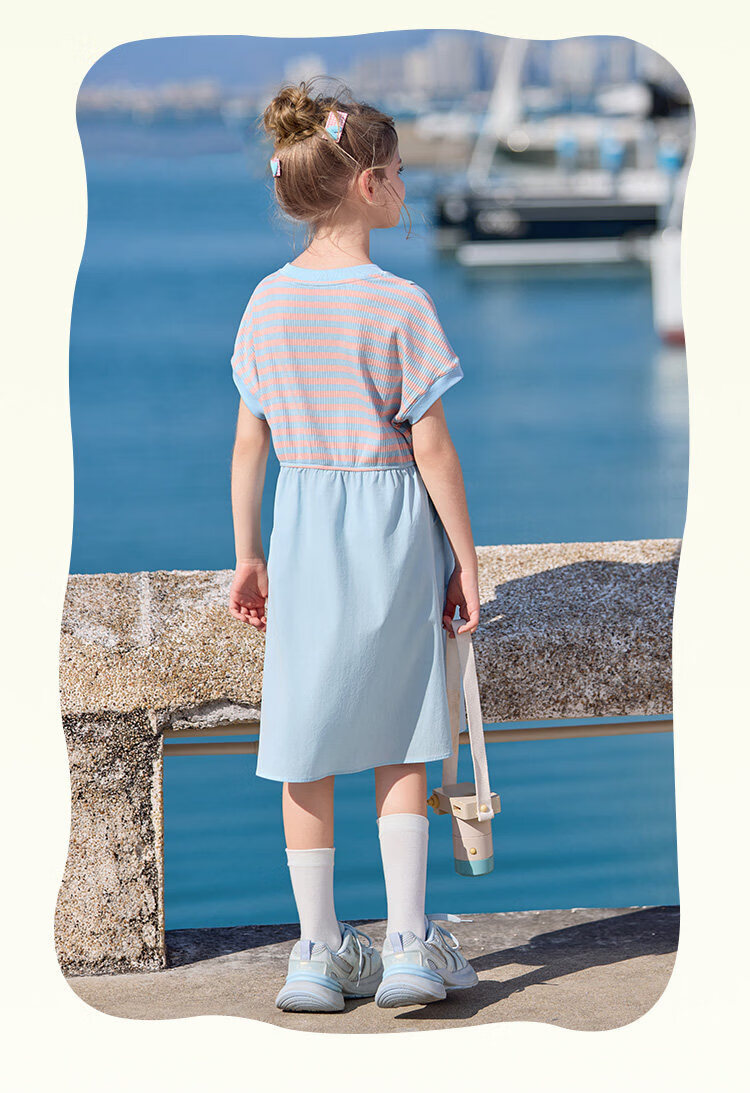 CHANZUIGOU Girls' Two-in-One Energetic T-Shirt Dress with Spliced Suspender Skirt 2026 Summer New Fashion 24